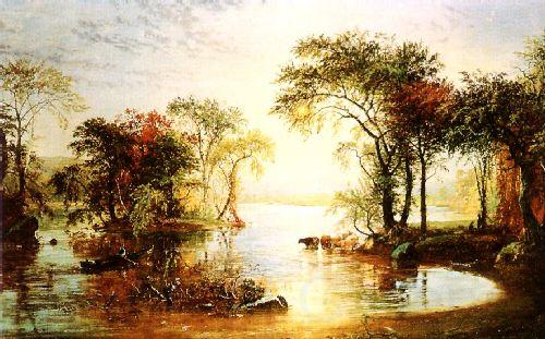 Jasper Cropsey Sunset Sailing Norge oil painting art
